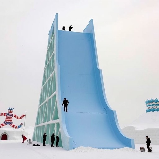 27届哈尔滨冰雪大世界启动冰建施工 超级冰滑梯融合万里长城元素(图1)