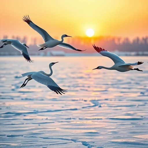 衡水湖：冰封鹤舞迎新年