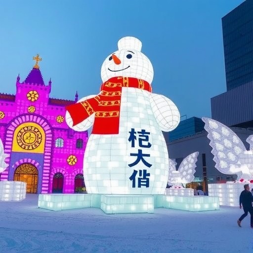 哈尔滨冰雪景区再添26米巨型雪人新地标