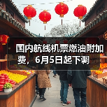 国内航线机票燃油附加费，6月5日起下调