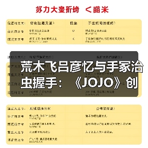 荒木飞吕彦忆与手冢治虫握手：《JOJO》