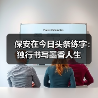 保安在今日头条练字:独行书写墨香人生(图3) 保安在今日头条练字:独行书写墨香人生(图3)
