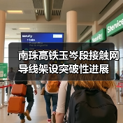 南珠高铁玉岑段接触网导线架设突破性进展（图1）